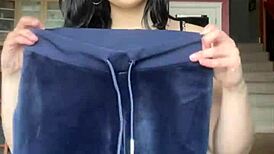 Pretty Brunette Canadian Babe Tries On Juicy Couture Velour Tracksuit