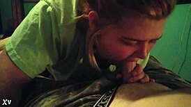 Teen Sloppy Blowjob and Cum Swallow with Huge Load on Big Tits BBW