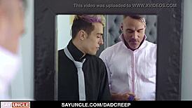 huge stepdad fucks teen stepson bareback!