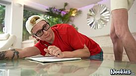 Skinny 60-year-old granny Jacy fucks her students