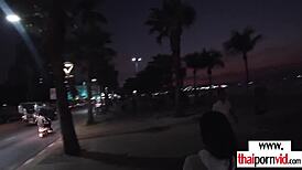 amateur thai teen 18+ performs handjob on big white dick