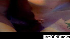 Jayden and natasha team up on a big cock with their tits and asses