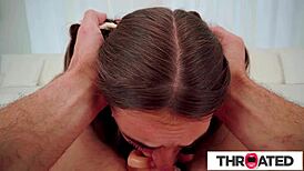 Throat That Huge Cock Deep, Brunette Hottie Sloppy Mess!