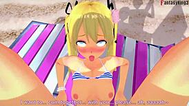Marie Rose Teases in Bikini Before Beach Fucking in 3D Fantasy