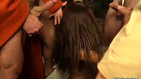 ebony endures intense double anal domination