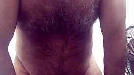 Cum drips from fingers touching my macro-penis in intense gay scene