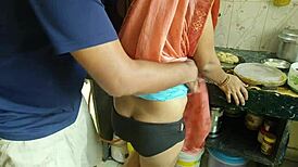 Desi bhabhi was cooking in the kitchen when her devar sneaked up to bang her hard. It turned into a wild creampie session!