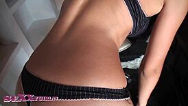 Sperm-Hungry Office Secretary in Nylon Leggings