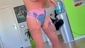 Horny blonde bangs her boyfriend's huge cock hard