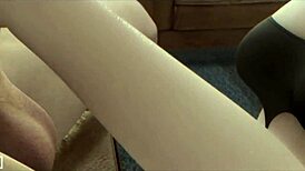 tracer fucks the guy hard with blowjob and handjob