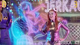 Jerkaoke - Sexy Armani Dream banged hard in space. Wild deepthroat action included!