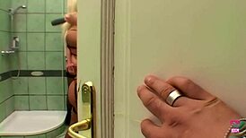 Lucky Guy Fucks Blonde and Brunette in Toilet Lingerie!