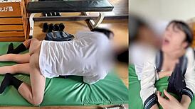 โอ๊ย ลีน่าพูดสกปรกและครีมพายกับครูในคอสเพลย์!