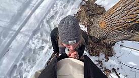 Big Tits Outdoor Blowjob Leading To Sex In Winter Park