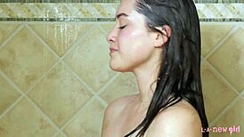 sexy brunette model took a shower interview