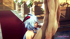 in genshin impact hentai, ganyu sucks and gets fucked in the church, leading to a creampie.