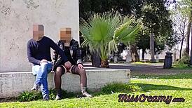 Blonde french amateur squirts publicly in park