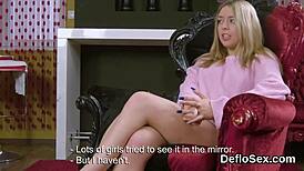 Shaved cute virgin masturbates to intense orgasm