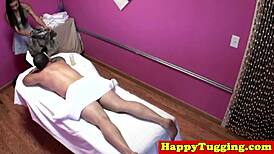 Asian Handjob Masseuse Caught on Spycam