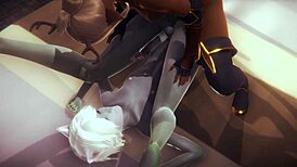 Furry yaoi hentai features a cat boy fucked by two futanari girls in cosplay costumes, a sissy crossdress asian manga anime porn gay scene