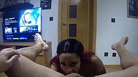 milf learning a lesson with licking and sucking, subtitled in spanish 😈