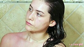 sexy brunette model took a shower interview