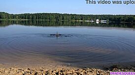 Naked Girl Goes Skinny Dipping in Public Beach, Boobs Bouncing Wildly