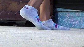 Ebony Cougar Worships Puma Socks in Intense Fetish Play