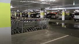 redhead with innocent look does naughty things in public toilet blowjob and fucking