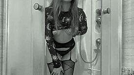 Girl Poses Seductively In Shower Bathing While Shaking Her Pussy Provocatively