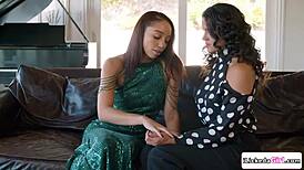 Ebony model and milf coach getting wild with scissoring and muff diving 😈