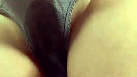 Blonde girl pees in her panties while alone at home