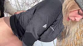 Big Tits Outdoor Blowjob Leading To Sex In Winter Park