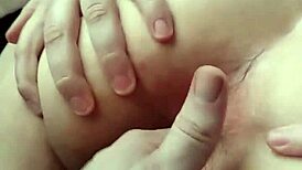 Husband Teases Tight Pussy and Ass of Nerdy Brunette Wife in Steamy Bedroom Play