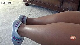 Ebony Cougar Worships Puma Socks in Intense Fetish Play