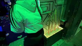 little girl meets a fan and leaves with him