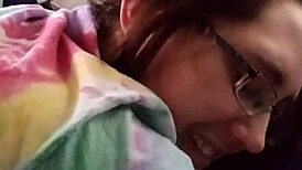 Husband Teases Tight Pussy and Ass of Nerdy Brunette Wife in Steamy Bedroom Play