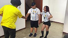 asian girlfriend fucked like a whore in front of boyfriend after losing soccer game