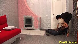 Blonde Flexi Doll Feels Intense Stretching With Dildo Bent Over
