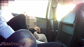 Teacher orgasms from dick flash and fucks in public car