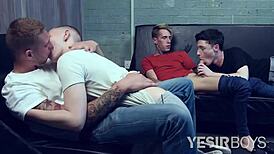 Four Twinks Engage in Intense Orgy Action
