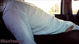 Teacher orgasms from dick flash and fucks in public car