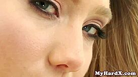 Booty babe with piercings and tattoos sucking cock in rough blowbang before messy facial