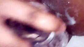 Real Cum Dripping from Ripped Clothes After Anal Masturbation