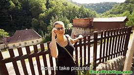 Euro Slut in Glasses Gets Facial Cumshot in Public POV Scene