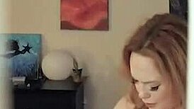 Summer Hart, curvy ginger milf, blows cock and rides to cumshot