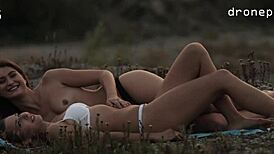 i saw teen lesbians voyeuring outdoors on the grass