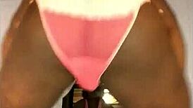 sexy ebony tgirl twerking her juicy ass to music in the club