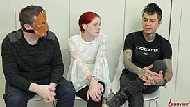 Bound whore gagging on toys while getting rough deepthroat in HD