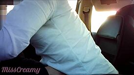 Teacher orgasms from dick flash and fucks in public car